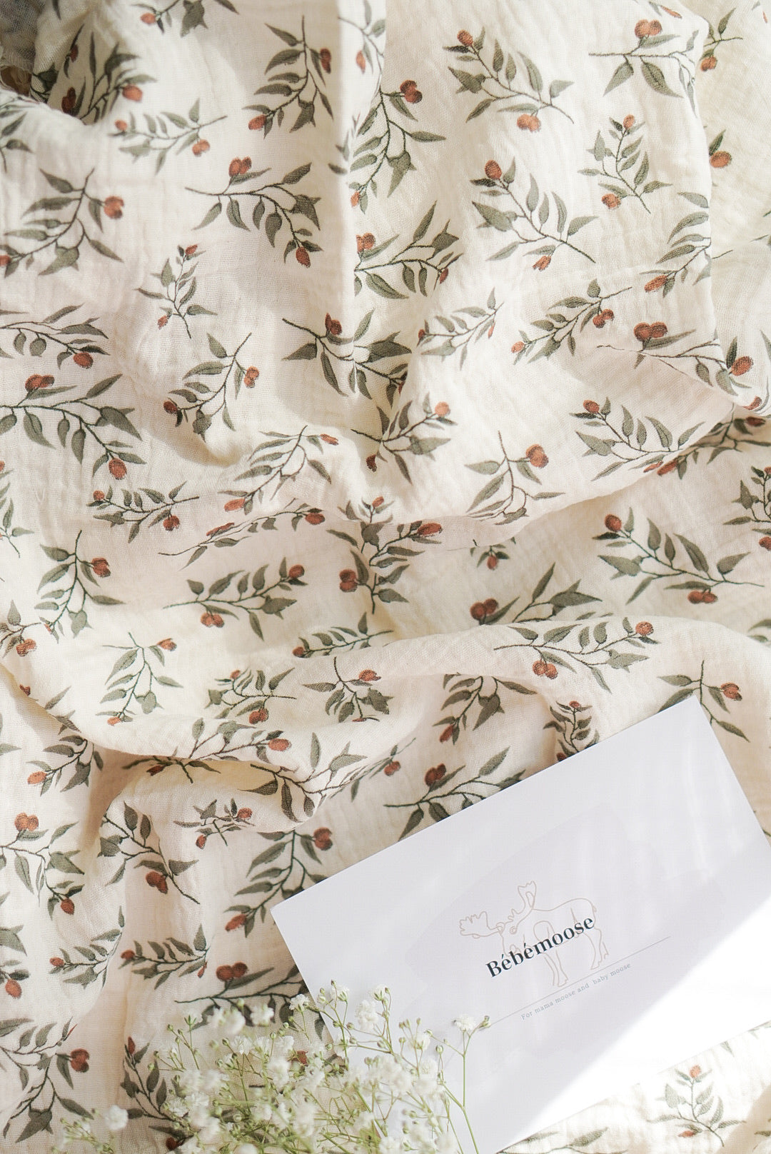 Olive leaf -Botanical fringe gauze blanket/2重ガーゼ