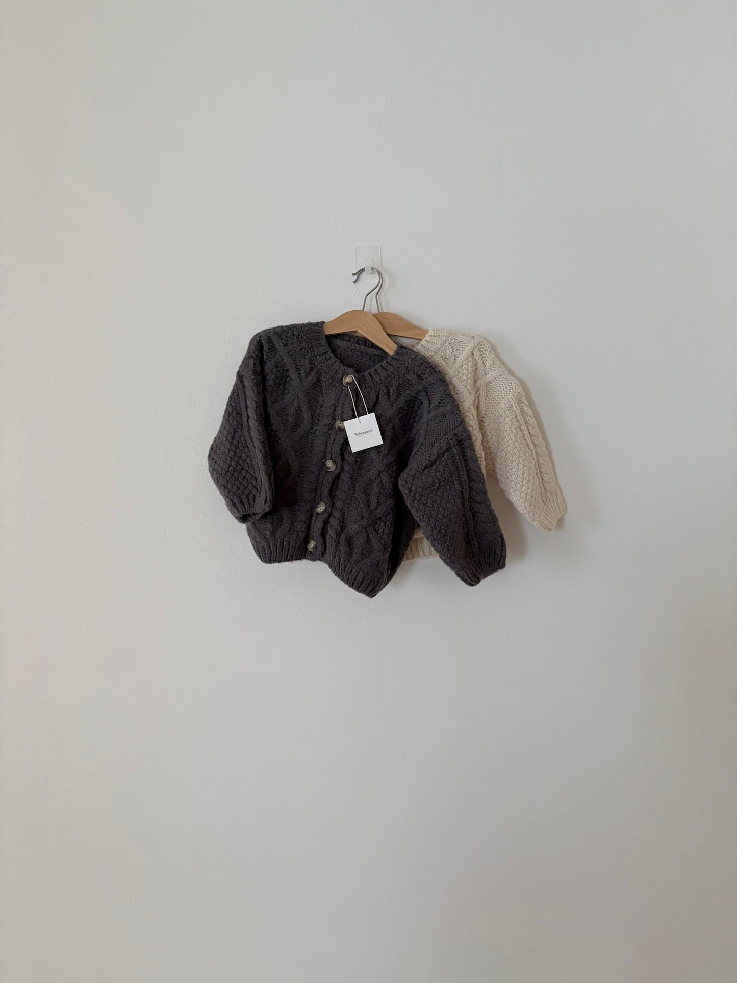 Chunky cotton cardigan 【charcoal】