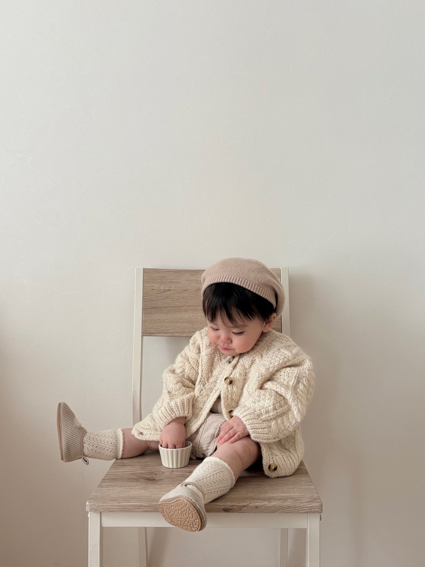 Chunky cotton cardigan【vanilla】