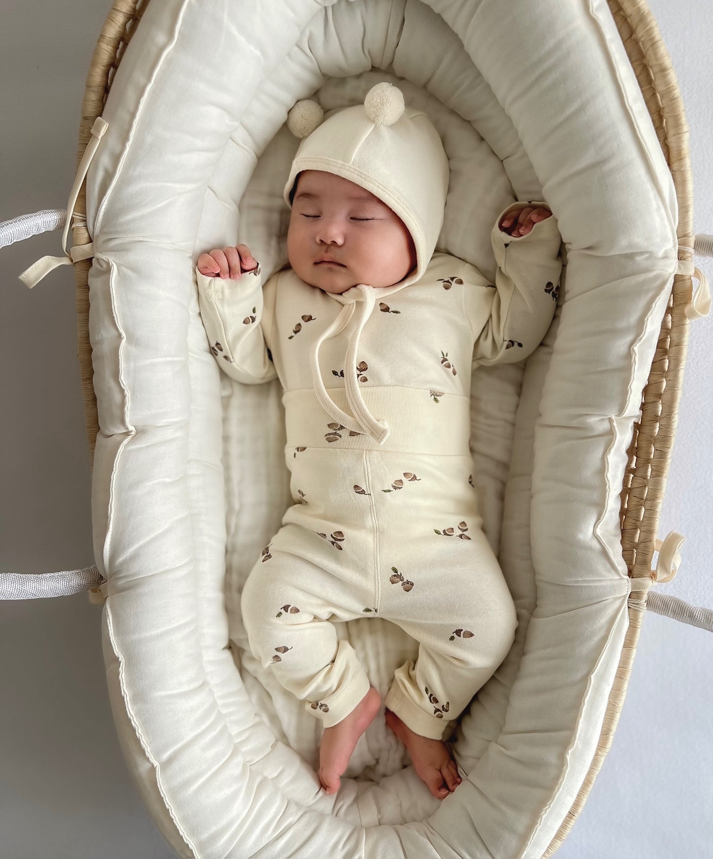 Acorn snuggle rompers setup - White