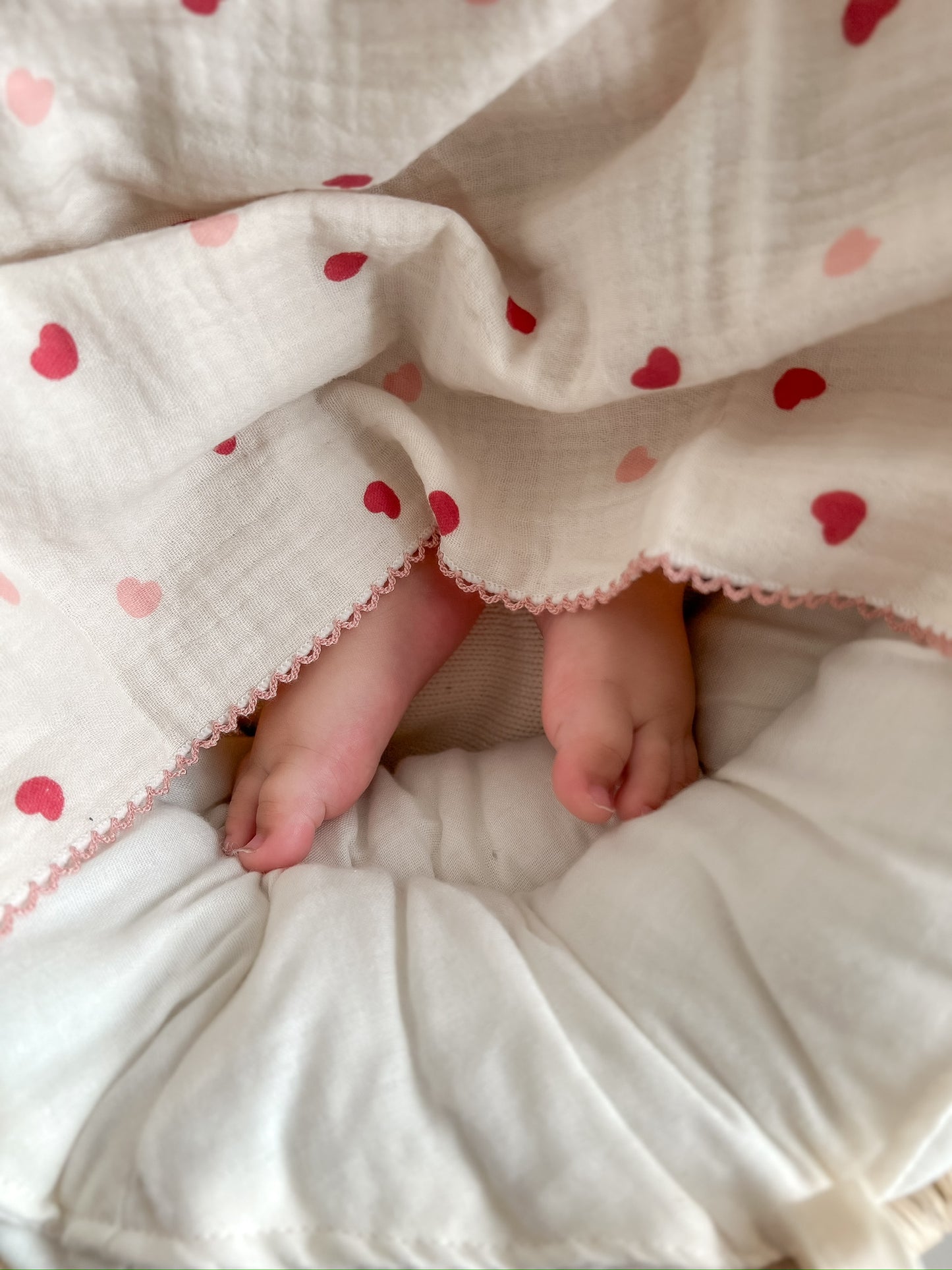 【NEW】Velvet Heart- Organic cozy blanket/4重ガーゼ