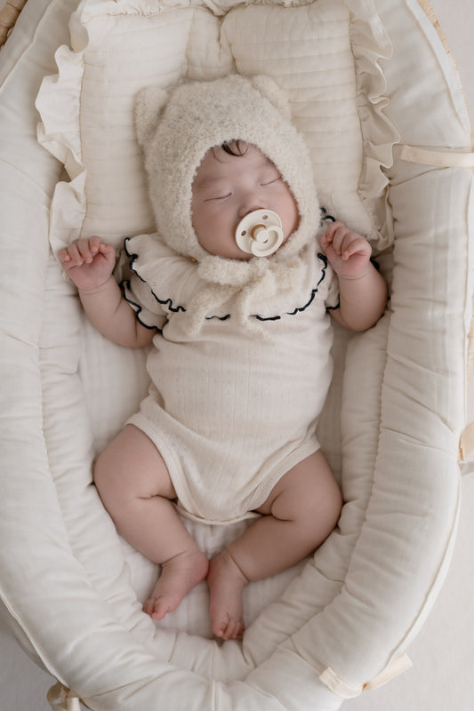 Ruffly cotton rompers -Milky cream