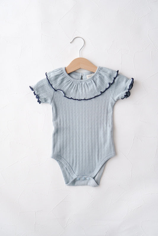 〖NEW〗Ruffly cotton rompers -Blueberry pop