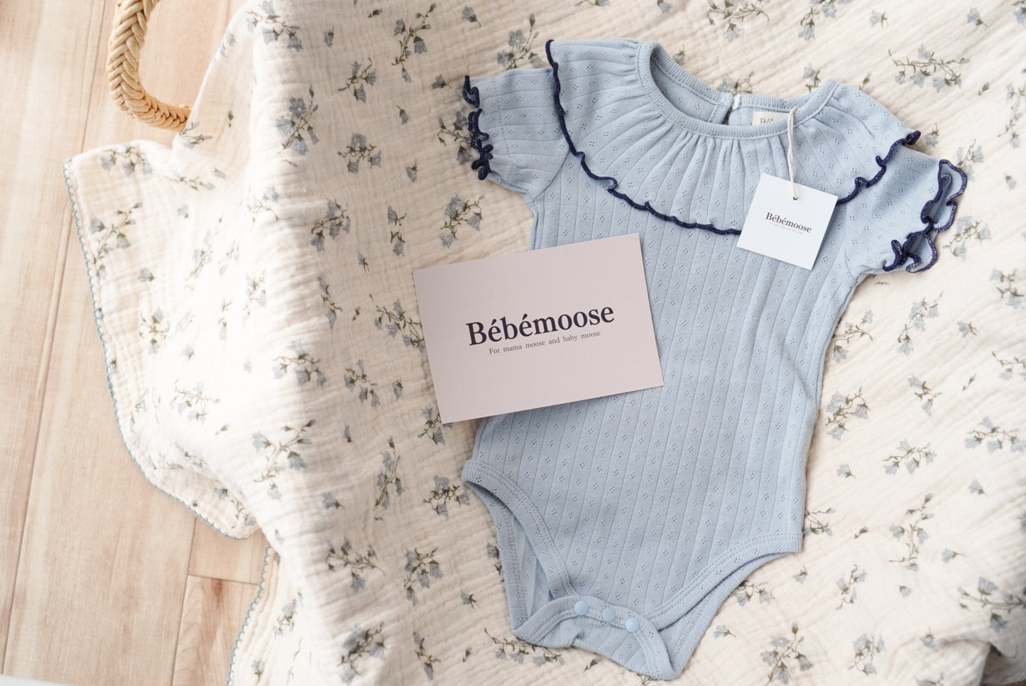 〖NEW〗Ruffly cotton rompers -Blueberry pop