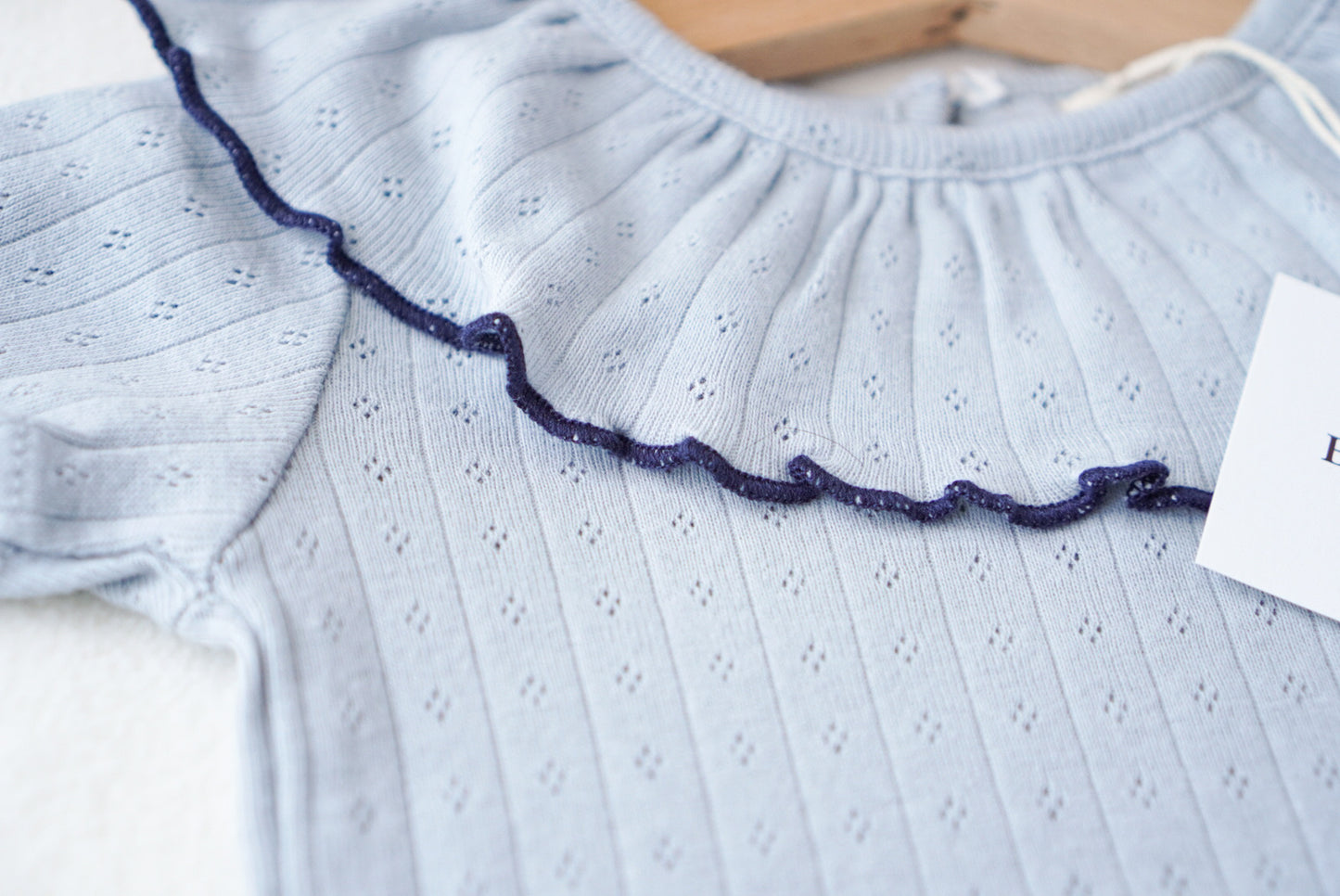〖NEW〗Ruffly cotton rompers -Blueberry pop