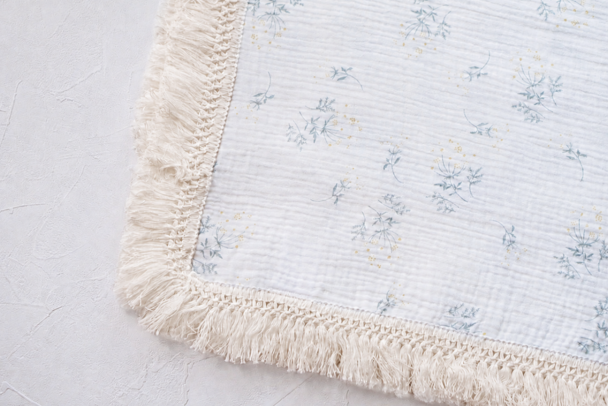 Jasmin Soy Latte -Botanical fringe gauze blanket/2重ガーゼ