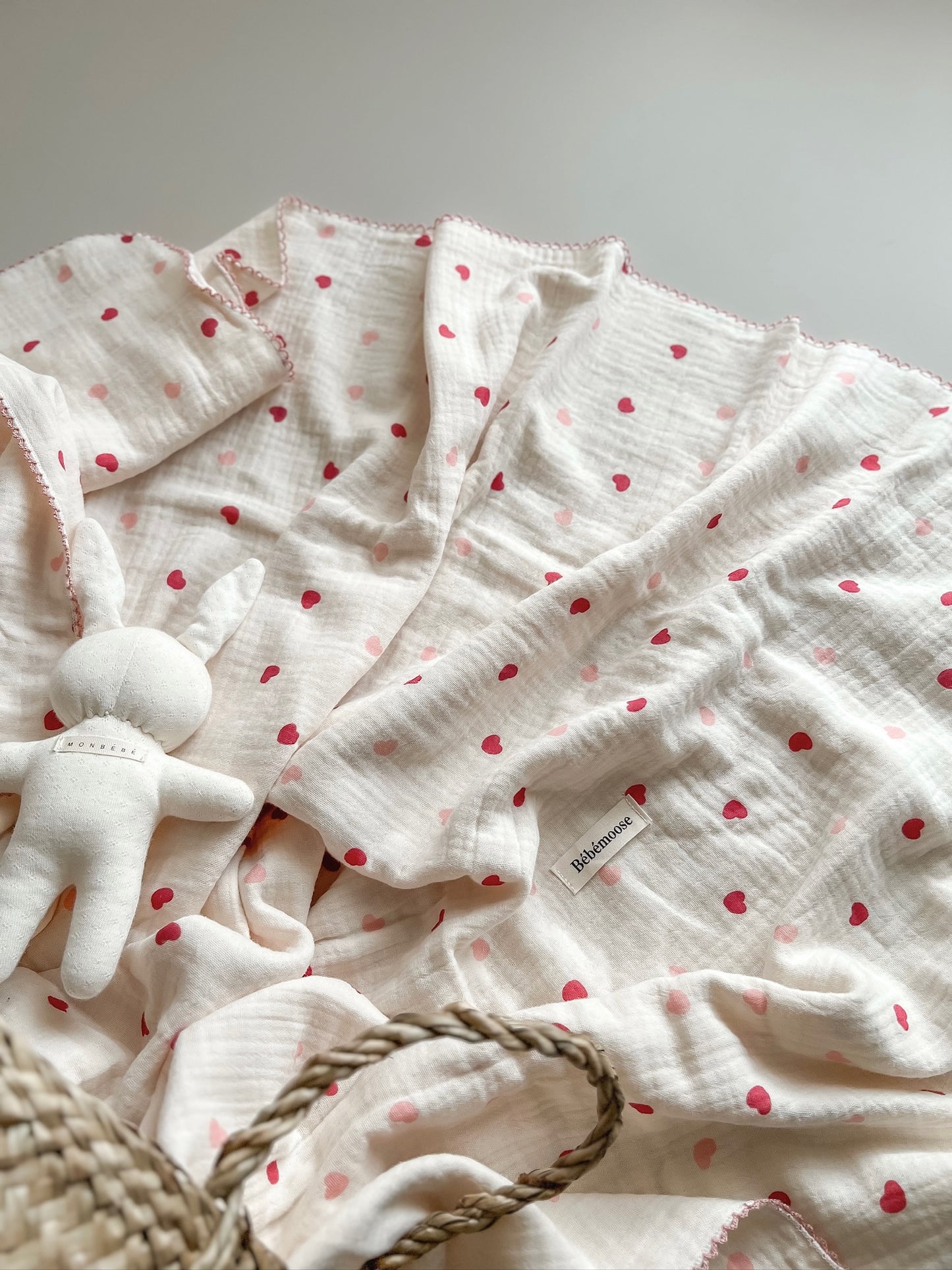 【NEW】Velvet Heart- Organic cozy blanket/4重ガーゼ